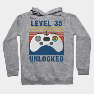 Level 35 unlocked funny gamer 35th birthday Hoodie